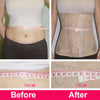 Before and after comparison showing a body shaper waist trainer corset used for slimming the abdomen.