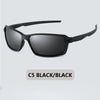 Black men's polarized sports sunglasses viewed from the front.