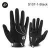 Black S107-1 riding gloves shown against a white background.
