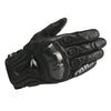 Black genuine leather motorcycle motocross gloves shown from above