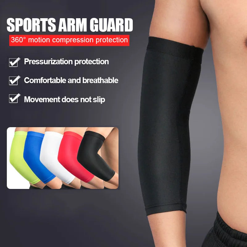 Manchon de compression noir pour le bras, montrant diverses couleurs du produit.
