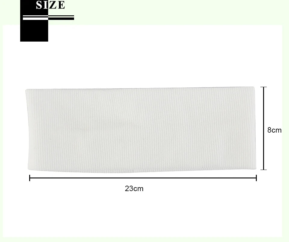Diadema de algodón tejido blanca rectangular, medida de 23 cm de largo y 8 cm de alto.