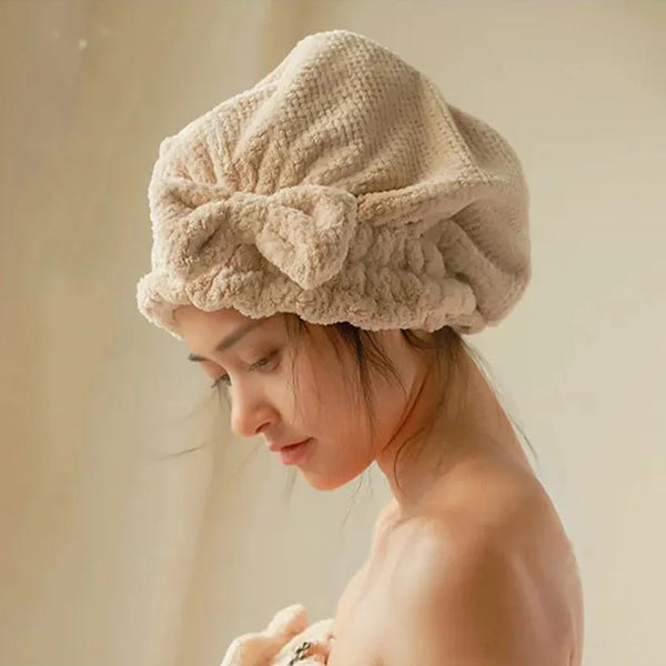Quick-Dry Microfiber Hair Towel Wrap with Bowknot