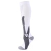 White graduated compression socks with black graphic design