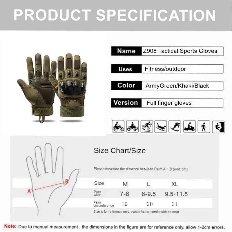 Tactical Full-Finger Gloves for Outdoor Sports and Motorcycling