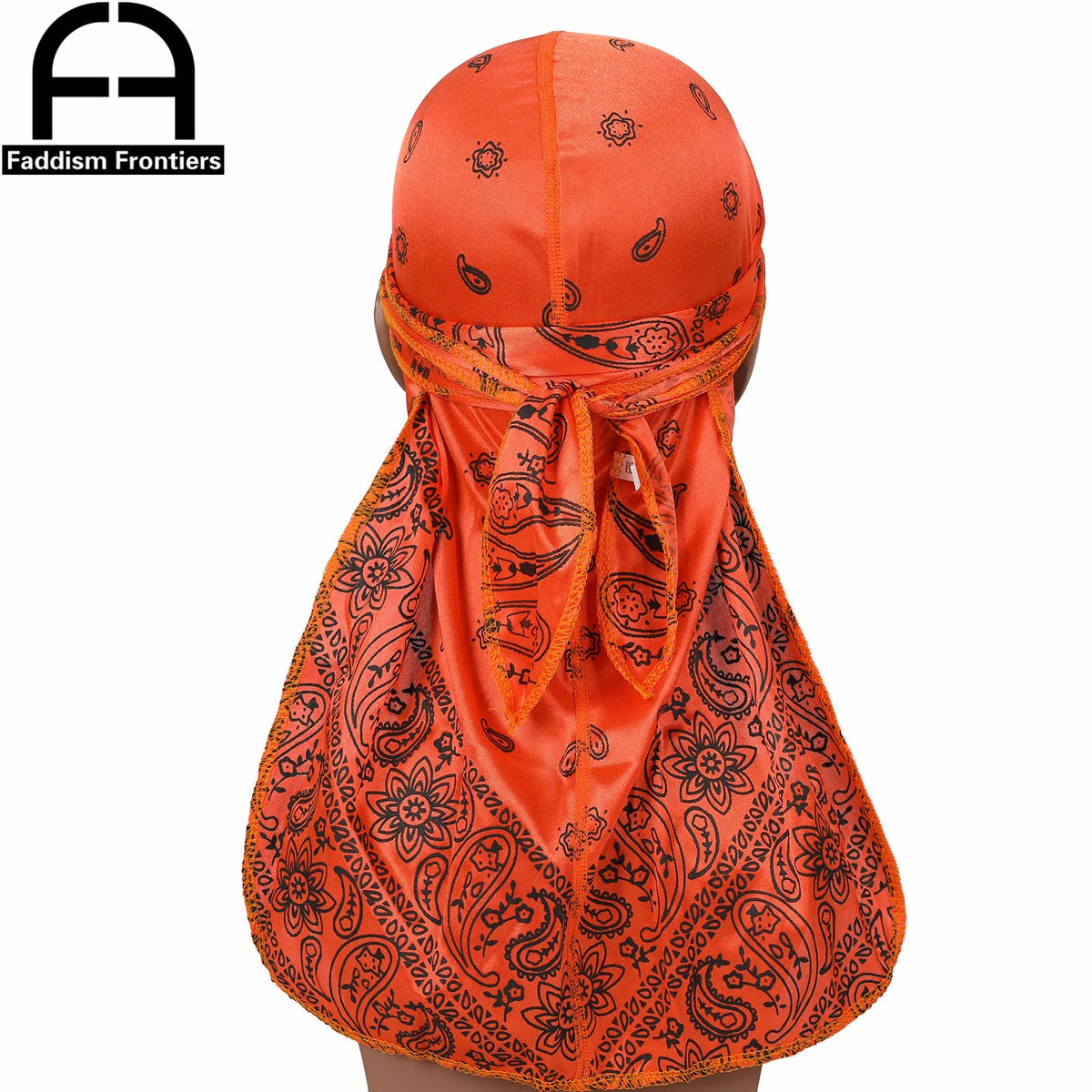 Orange Seid-Paisley-Duragh-Kopftuch mit filigranen Mustern