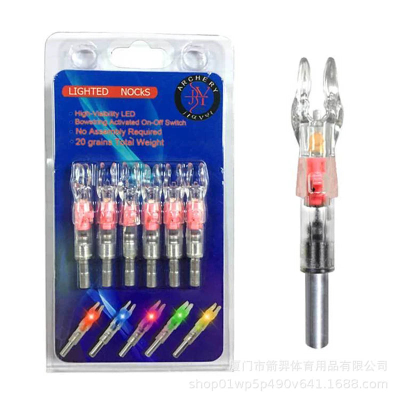 Pack of lighted arrow nocks for archery, showing various colored nocks and a single silver nock.