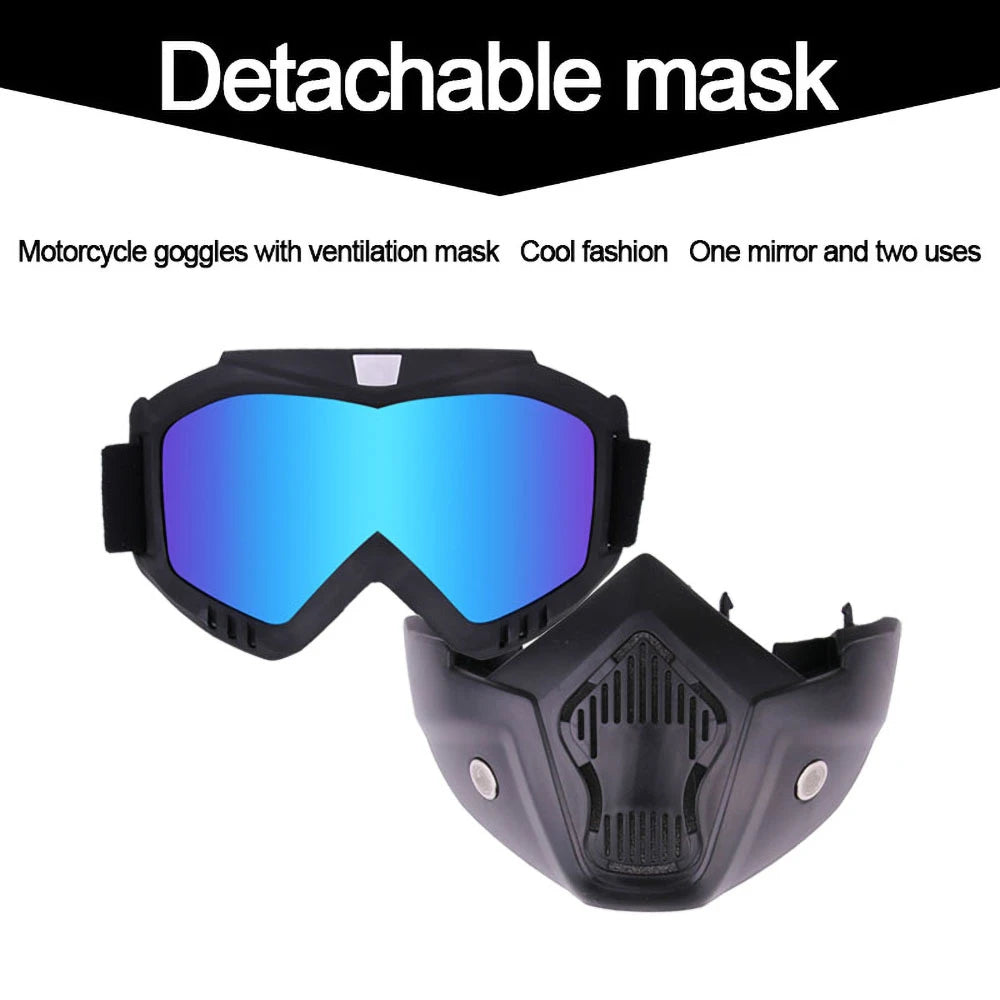 Protective Motorcycle Face Mask with Full-Face Goggles