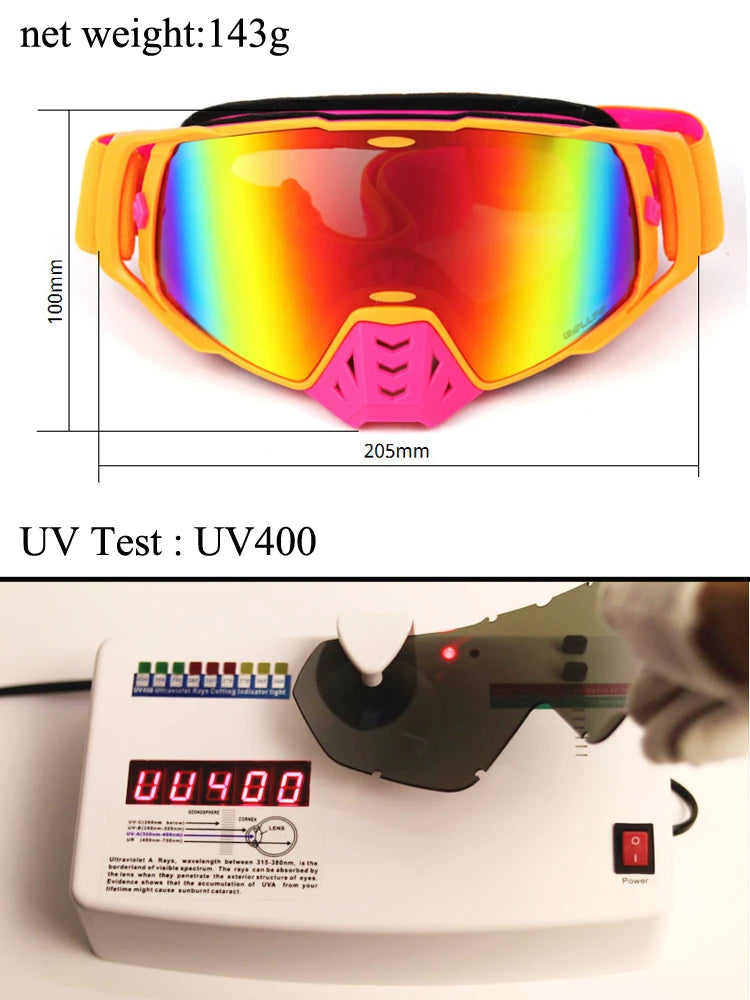 Dustproof Motocross Goggles with UV400 Photochromic Lens