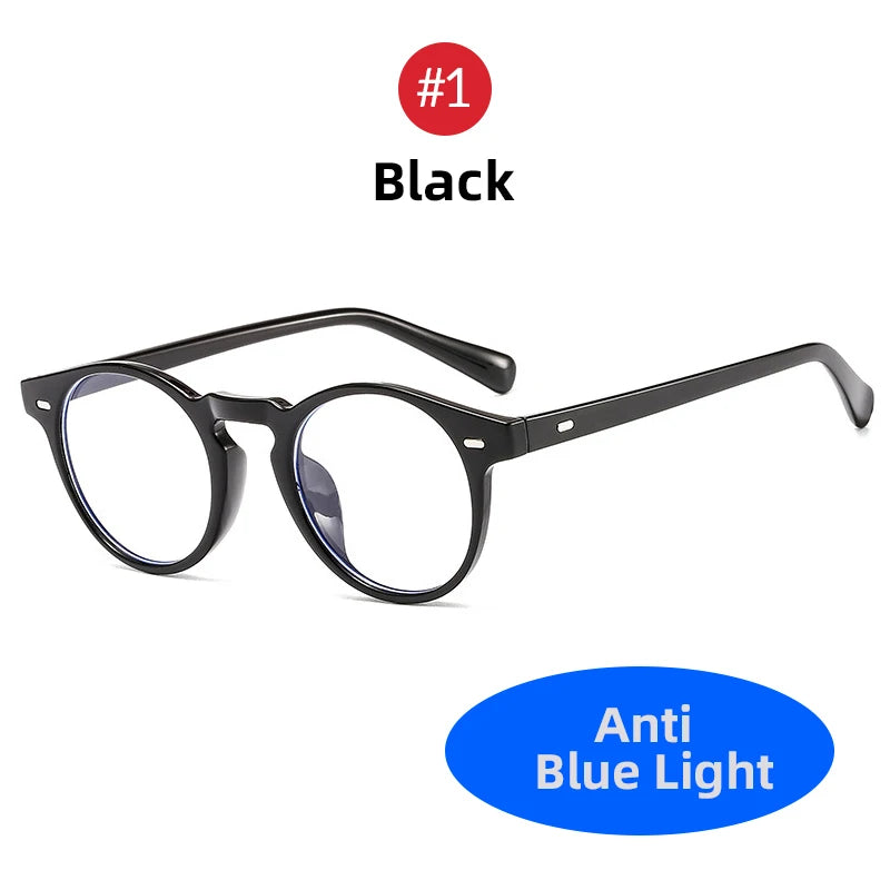 Black square frame glasses for men with anti blue light protection