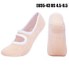 A pair of beige breathable women's Pilates and yoga socks shown from the side.