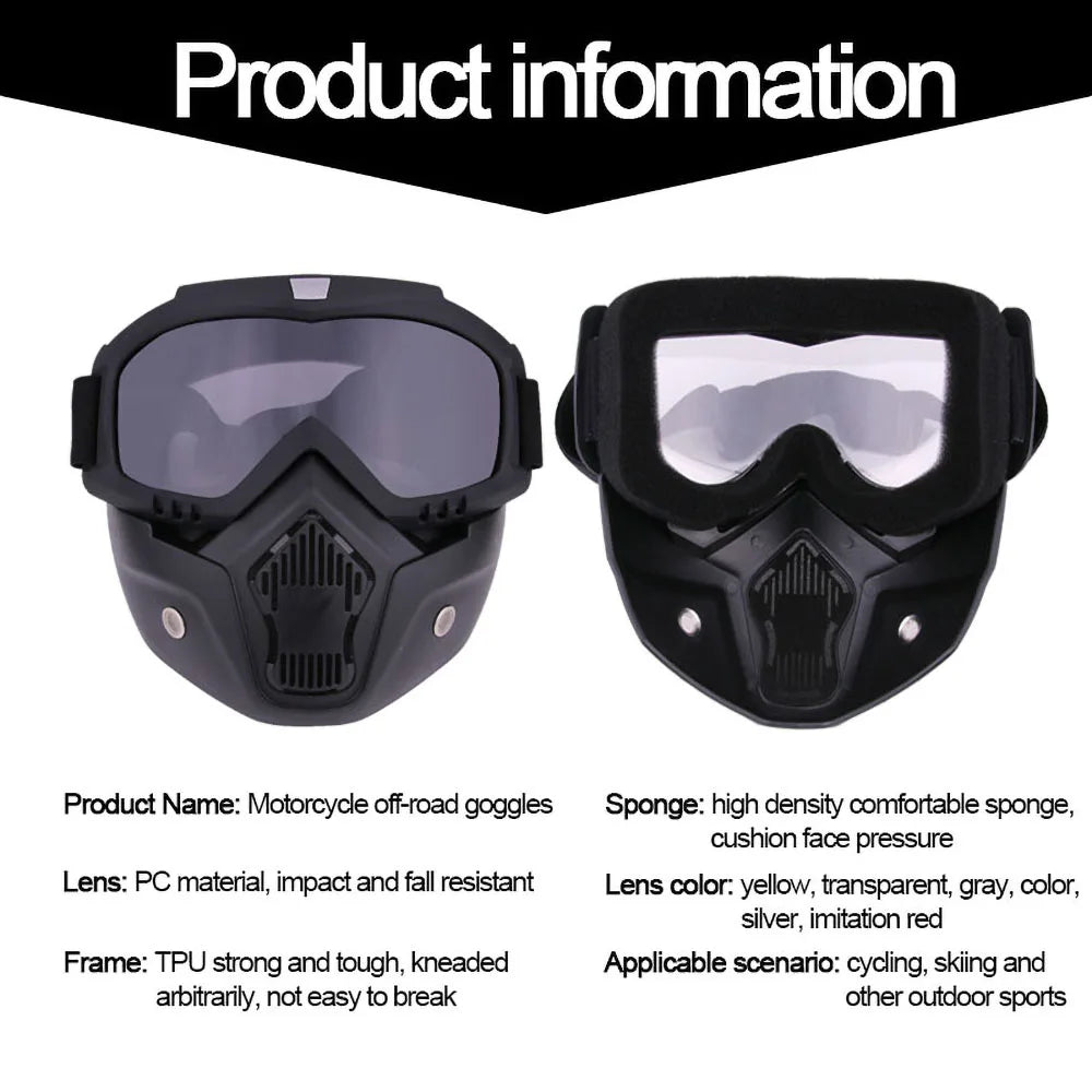 Protective Motorcycle Face Mask with Full-Face Goggles