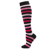 Black and pink striped medical grade compression socks for circulation and vein support
