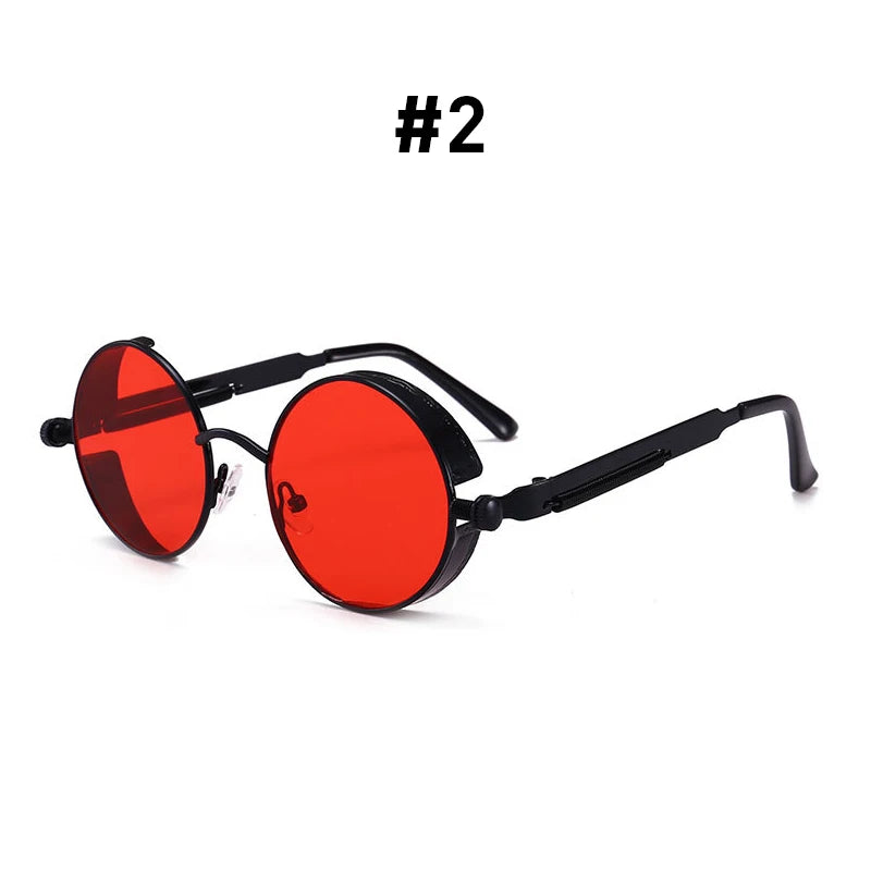 Steampunk Round Sunglasses with Alloy Frame and UV400 Protection