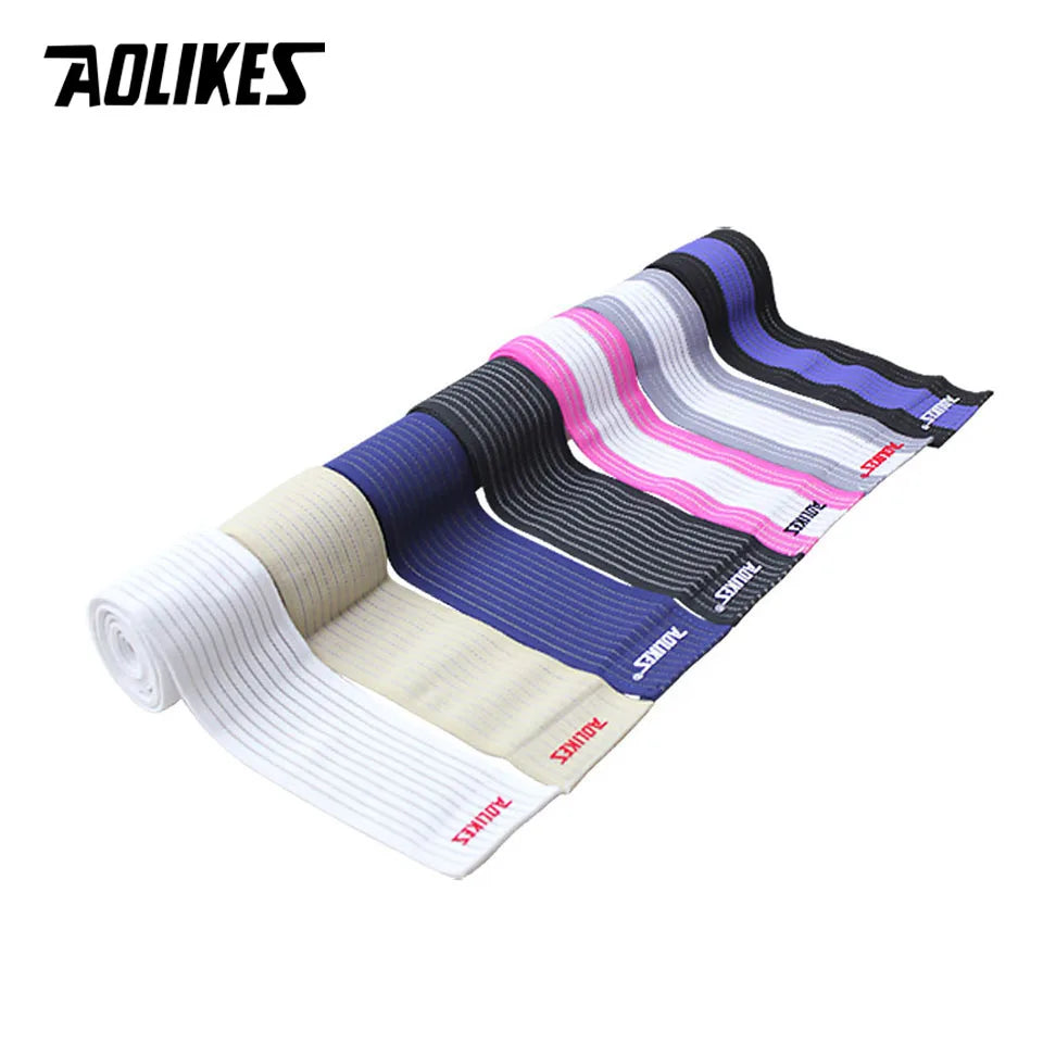 A roll of multi-colored cotton elastic wrist straps for sports and daily support.
