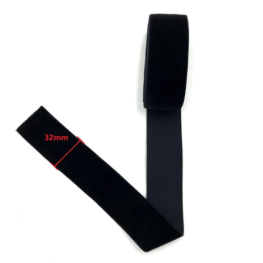 Black stretch velvet elastic headband with a 32mm measurement mark.