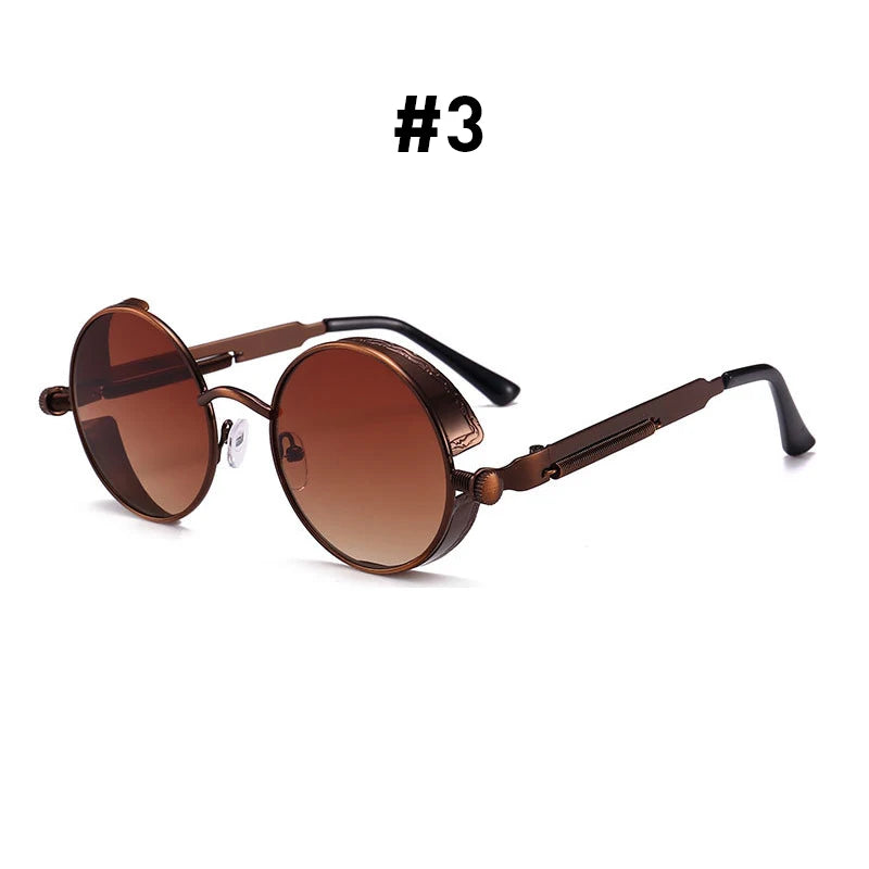 Steampunk Round Sunglasses with Alloy Frame and UV400 Protection