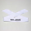 Bandeau en tissu blanc avec l'inscription 100% JESUS.