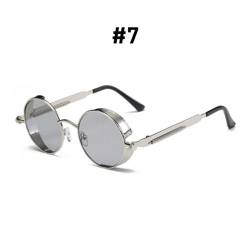 Steampunk Round Sunglasses with Alloy Frame and UV400 Protection
