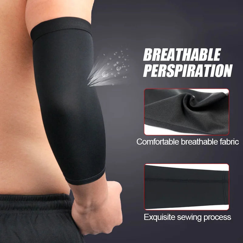 Manche de sport noir respirant, démontrant un tissu confortable et une couture exquise.