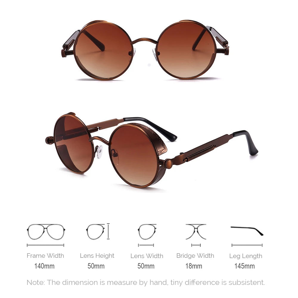 Steampunk Round Sunglasses with Alloy Frame and UV400 Protection
