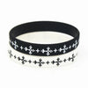 Black and white silicone cross wristband for sports and fashion