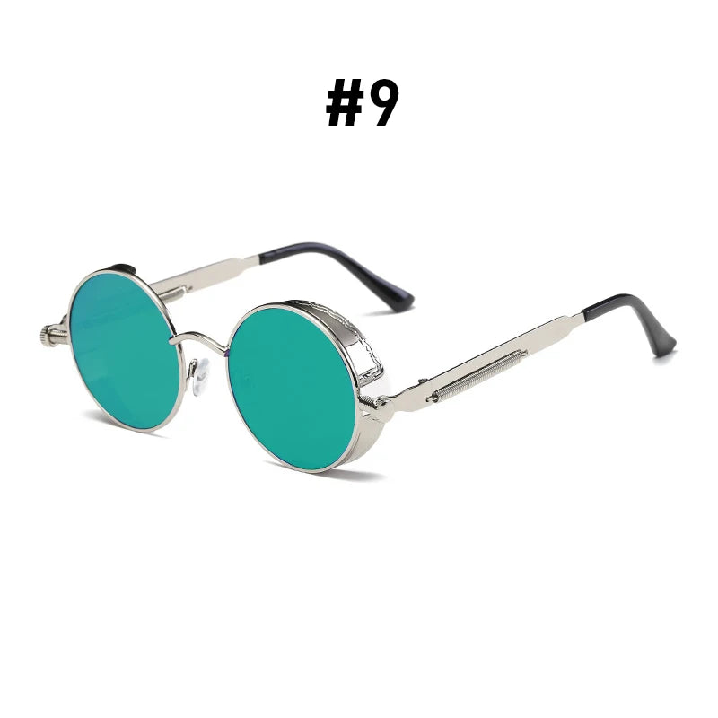 Steampunk Round Sunglasses with Alloy Frame and UV400 Protection