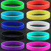 A collection of multi-color silicone elastic wristbands in various vibrant colors including green, blue, yellow, purple, and 
