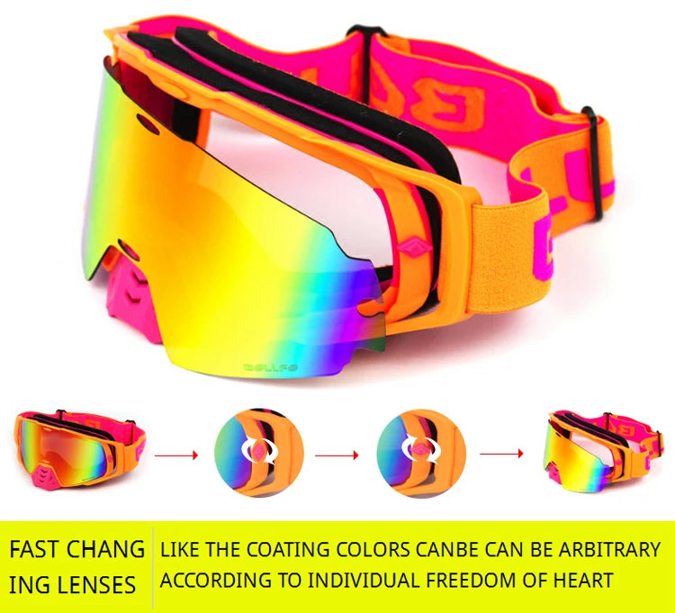 Dustproof Motocross Goggles with UV400 Photochromic Lens