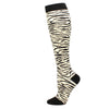 Black and white zebra stripe medical grade compression socks for circulation and vein support