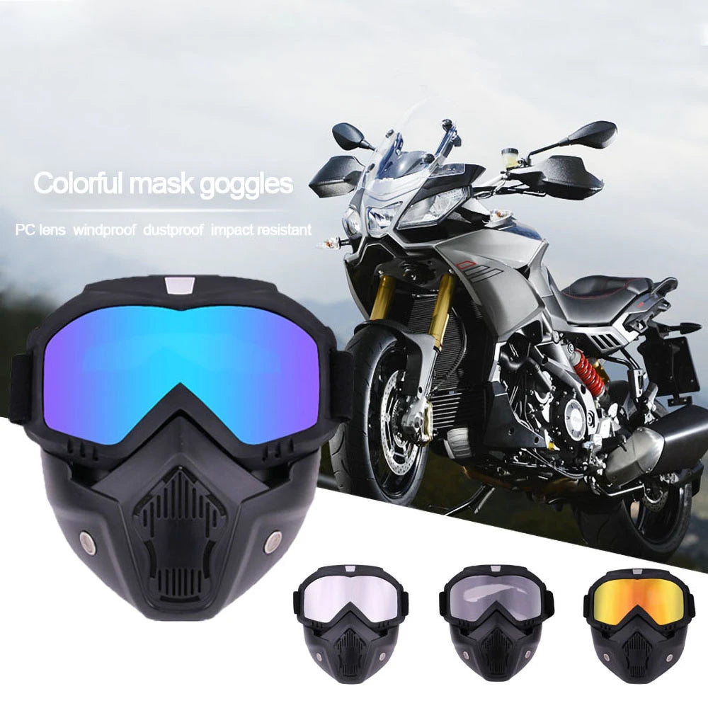Protective Motorcycle Face Mask with Full-Face Goggles