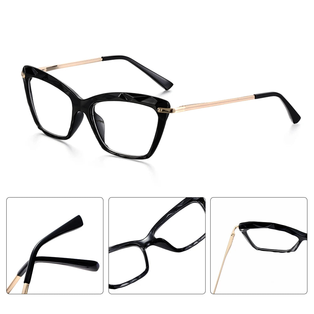 Vintage Cat-Eye Eyeglass Frames with Faceted Crystal Details