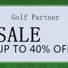 A pink golf glove is shown next to a sale banner offering up to 40% off golf partners.
