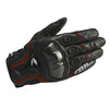 Black genuine leather motorcycle motocross gloves shown from above