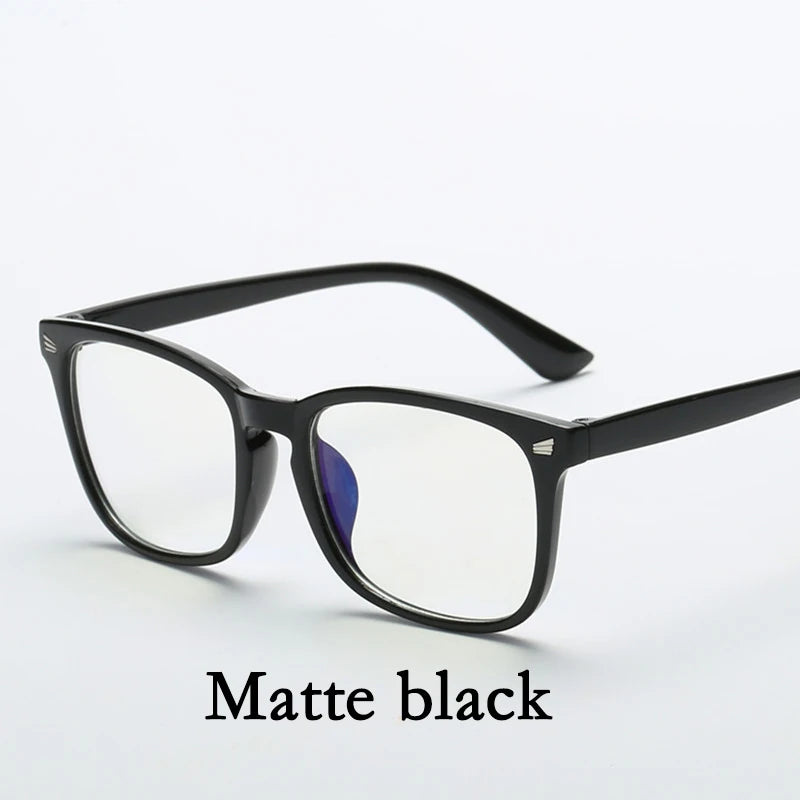 Matte black unisex square full frame optical glasses