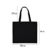Black canvas tote bag with handles shown against a white background.