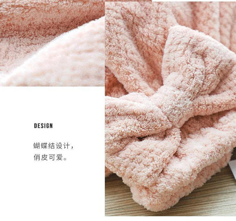Quick-Dry Microfiber Hair Towel Wrap with Bowknot