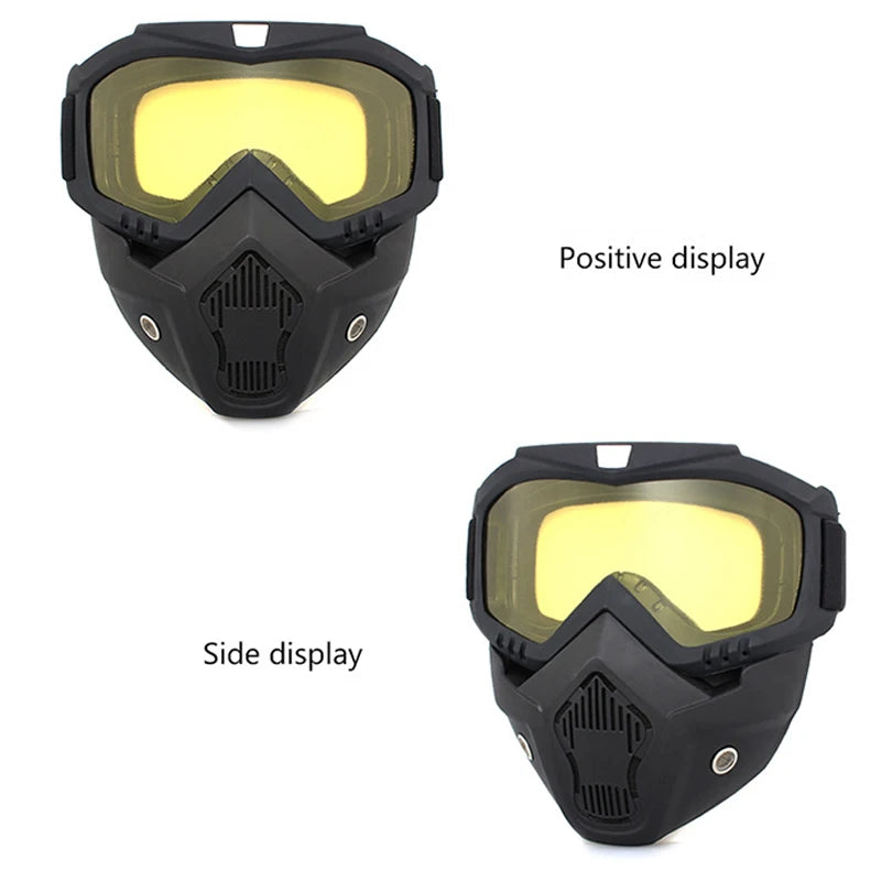 Protective Motorcycle Face Mask with Full-Face Goggles
