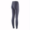 A full view of a dark gray high-waist seamless yoga legging.