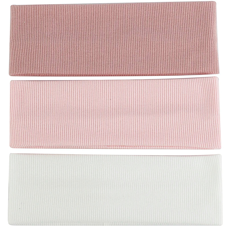 Tres bandanas de algodón tejidas en colores rosa y blanco