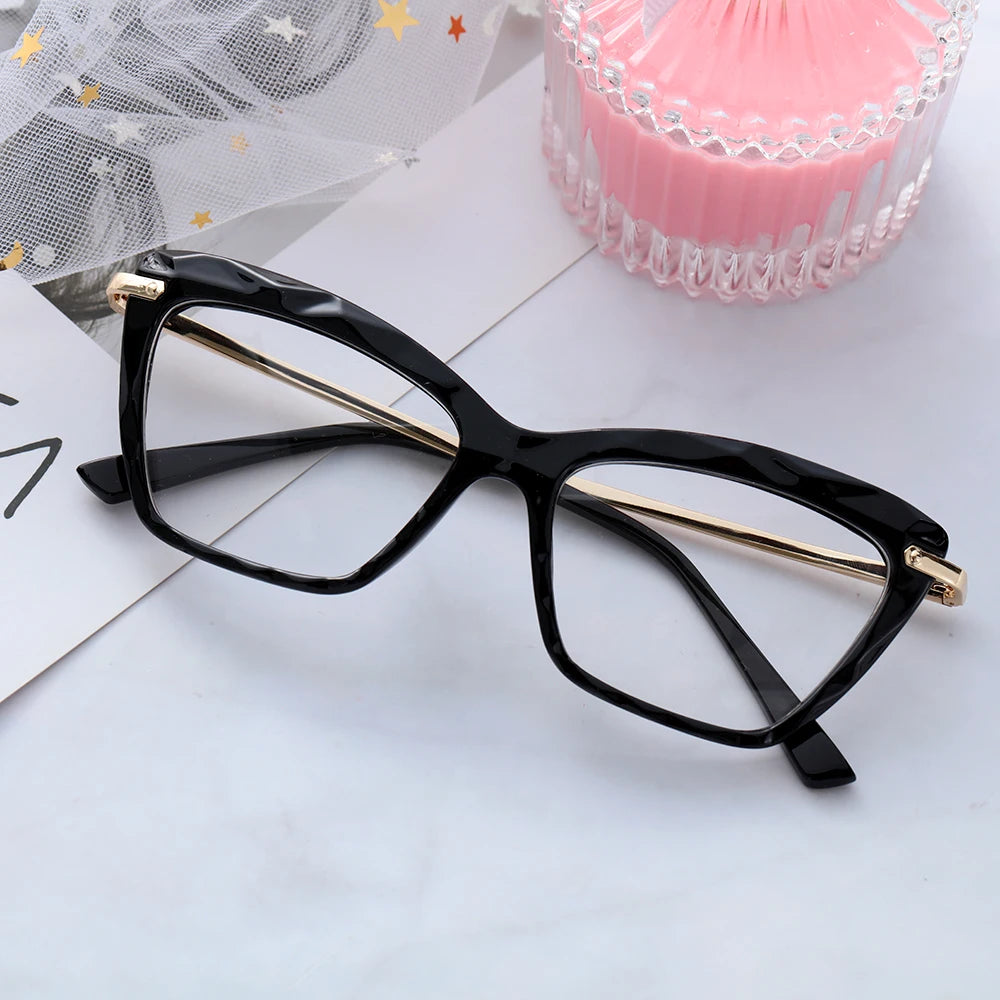 Vintage Cat-Eye Eyeglass Frames with Faceted Crystal Details