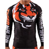 Black long-sleeved shirt featuring a tiger head design in orange and white.