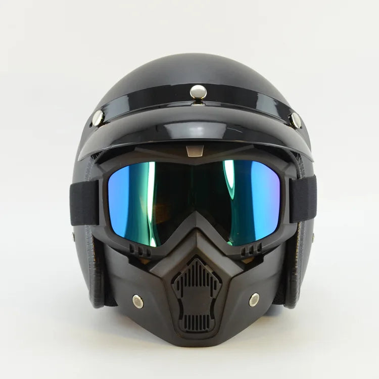 Protective Motorcycle Face Mask with Full-Face Goggles