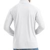 Back view of a white men's lightweight UV protection long sleeve shirt