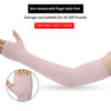 Light pink fingerless arm sleeves shown on a hand and arm, demonstrating the fit.