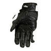 Black genuine leather motorcycle riding gloves with white lining