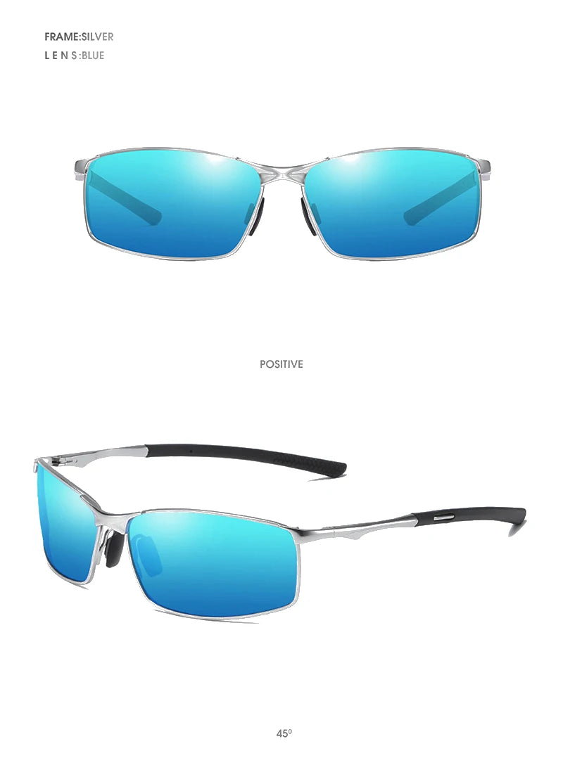 Polarized Square Sunglasses for Men with Metal Frame