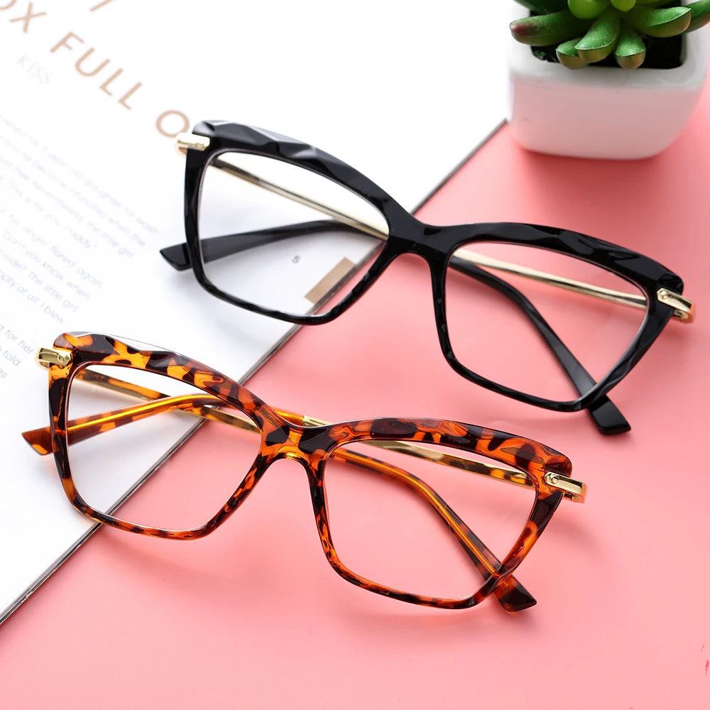 Vintage Cat-Eye Eyeglass Frames with Faceted Crystal Details