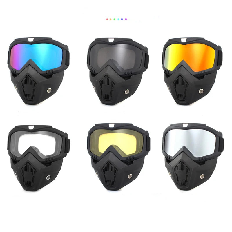 Protective Motorcycle Face Mask with Full-Face Goggles