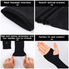 Close-up images showing the process of making a mesh bandage interface, smooth splicing, and the final fit of fingerless arm 